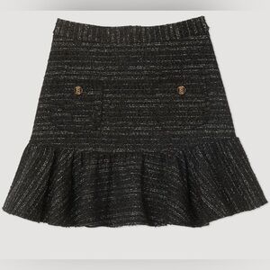 MWT Sandro Mira Ruffled Tweed Mini skirt EU34/0/XS
